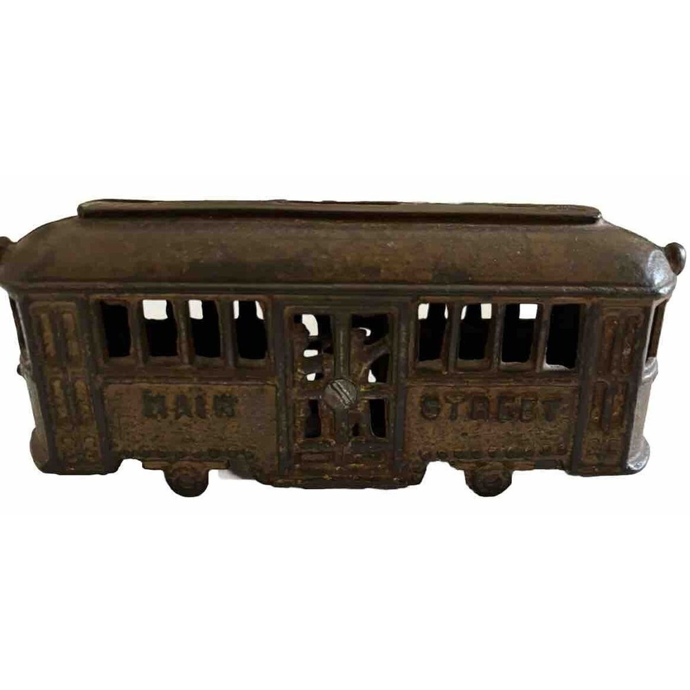 A. C. Williams Main Street trolley car cast iron bank Rare Without Passengers - Picture 7 of 7